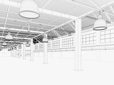 Warehouse Factory Hall 3D Model