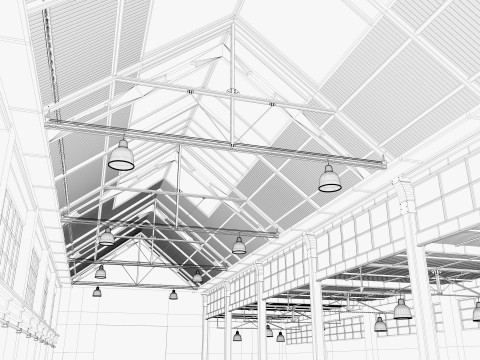 Warehouse Factory Hall 3D Model