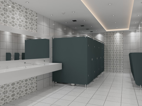 Restroom public wc 2 Modelo 3D