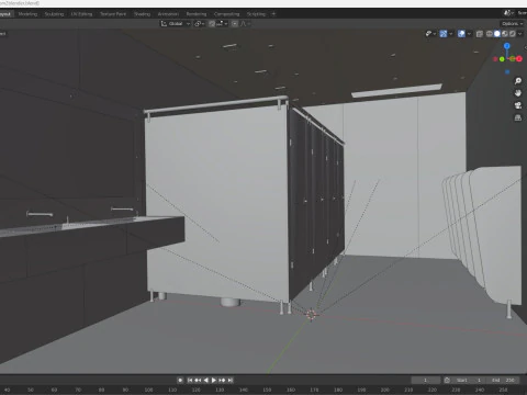 Bagno pubblico wc 2 Modello 3D