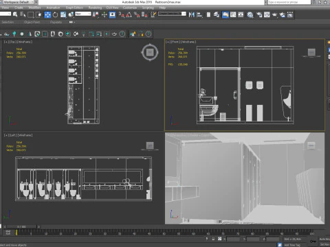 Bagno pubblico wc 2 Modello 3D