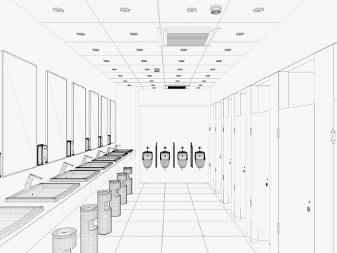 Restroom public wc 3D Model
