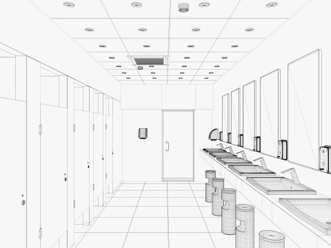 Restroom public wc 3D Model