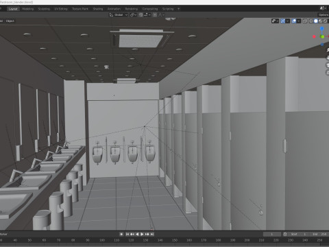 Restroom public wc 3D Model