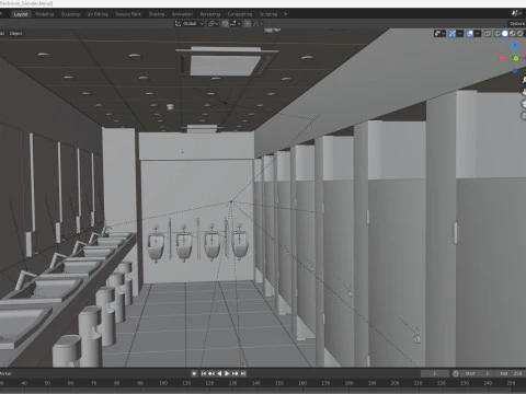 Restroom public wc 3D Model