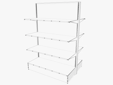 Prateleira de loja Low-poly Modelo 3D
