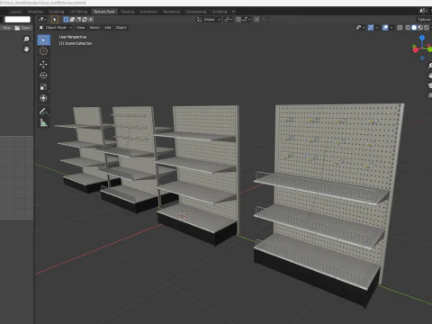 Scaffale del negozio 2 Low-poly Modello 3D