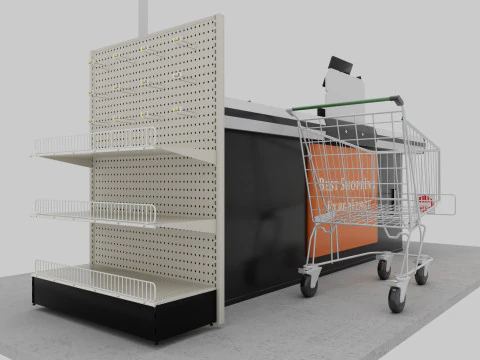 Supermarket Checkout counter Cashier Low-poly 3D Model