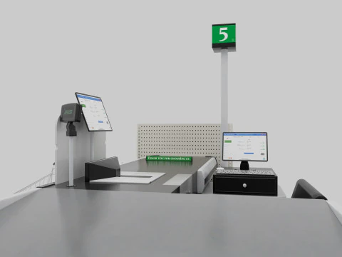 Supermarket Checkout counter Cashier Low-poly 3D Model