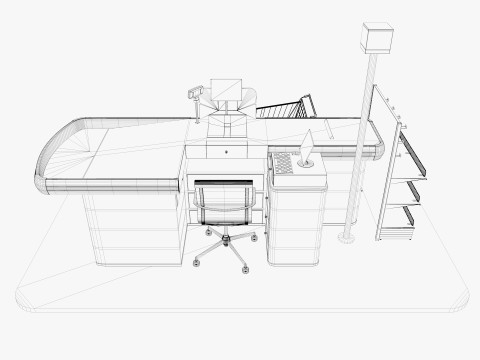 Supermarket Checkout counter Cashier Low-poly Model 3D