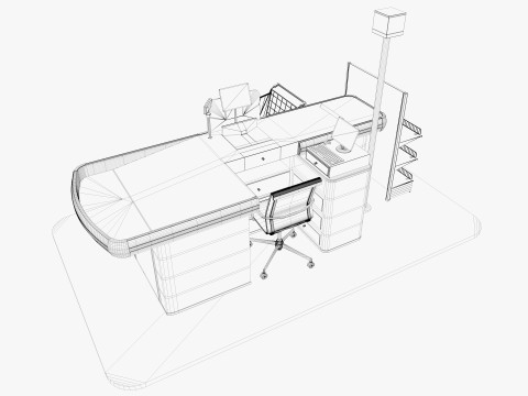 Supermarket Checkout counter Cashier Low-poly Model 3D