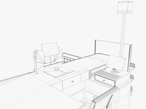 Supermarket Checkout counter Cashier Low-poly Model 3D