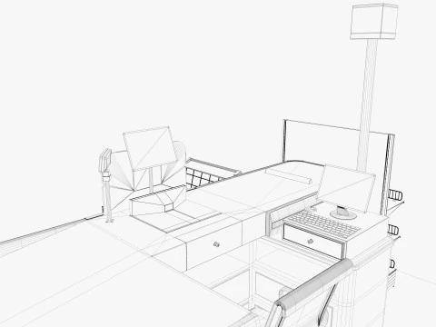 Supermarket Checkout counter Cashier Low-poly 3D Model