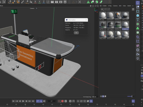 Supermarket Checkout counter Cashier Low-poly Model 3D