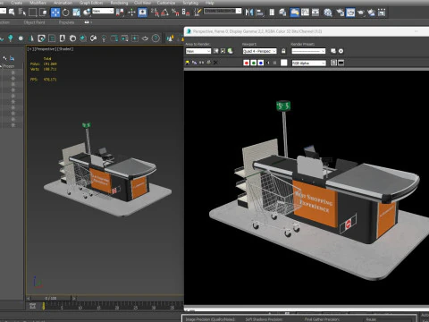 Supermarket Checkout counter Cashier Low-poly 3D Model