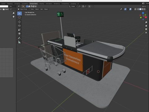 Supermarket Checkout counter Cashier Low-poly Model 3D