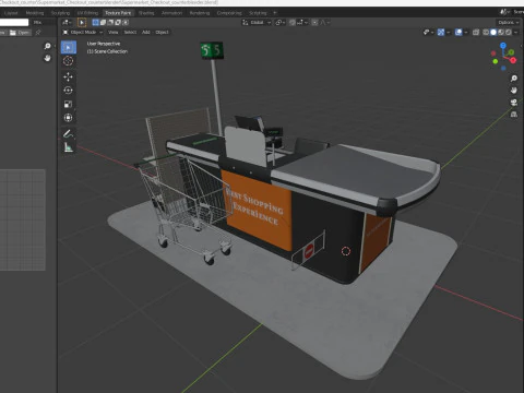 Supermarket Checkout counter Cashier Low-poly 3D Model