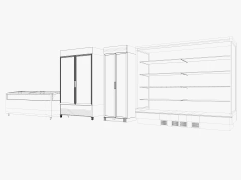 Supermarket Freezer Refrigirator Low-poly 3D Model