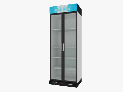 Supermarket Freezer Refrigirator Low-poly 3D Model