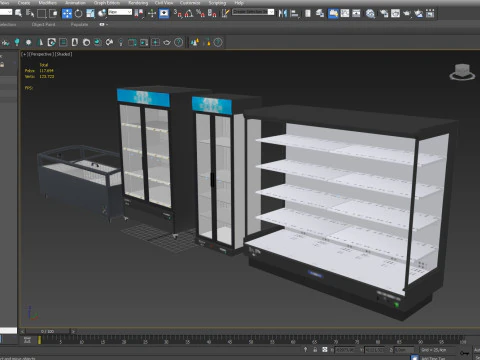 Supermarket Freezer Refrigirator Low-poly 3D Model