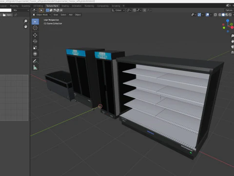 Supermarket Freezer Refrigirator Low-poly 3D Model