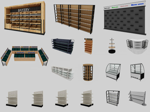 Supermarket Shelves Low-poly 3D Модель