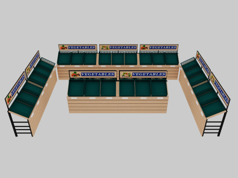 Supermarket Shelves Low-poly 3D Model