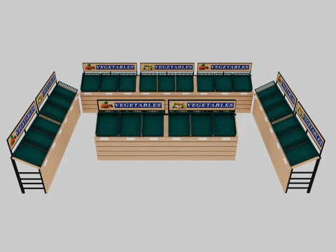 Supermarket Shelves Low-poly 3D Model