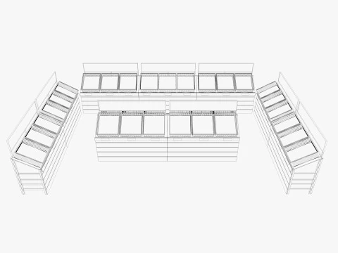 Supermarket Shelves Low-poly 3D Model