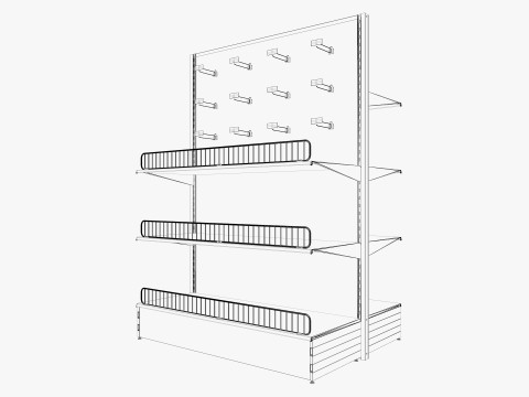 Supermarket Shelves Low-poly 3D Model