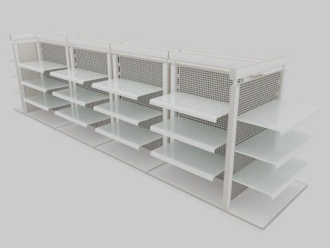 Supermarket Shelves Low-poly 3D Model