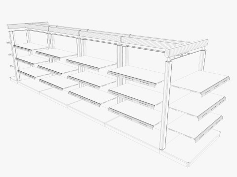 Supermarket Shelves Low-poly 3D Model