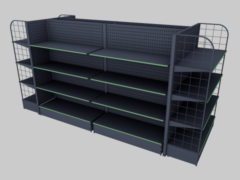 Supermarket Shelves Low-poly 3D Model