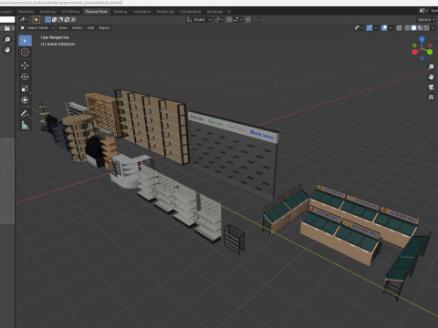 Supermarket Shelves Low-poly 3D Model