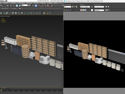Supermarket Shelves Low-poly 3D Model
