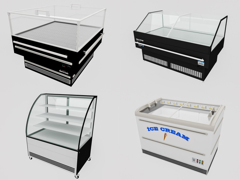 Supermarket Freezer Refrigirator 2 Low-poly 3D Модель .c4d .max .obj .3ds .fbx .stl .blend