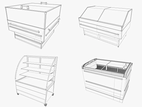Supermarket Freezer Refrigirator 2 Low-poly 3D Model