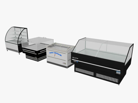 Supermarket Freezer Refrigirator 2 Low-poly 3D Model