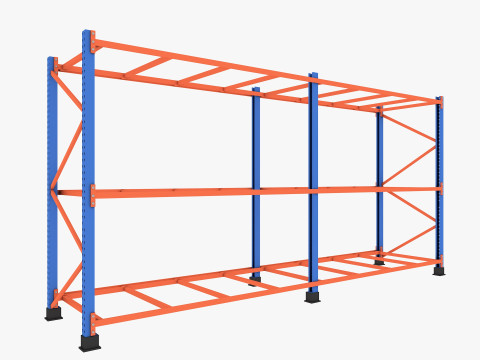 Pallet Jack and Racking Low-poly 3D Model