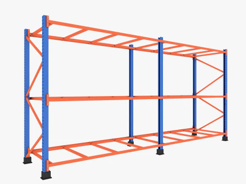 Pallet Jack and Racking Low-poly 3D Model