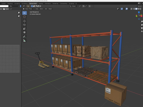 Pallet Jack and Racking Low-poly 3D Model
