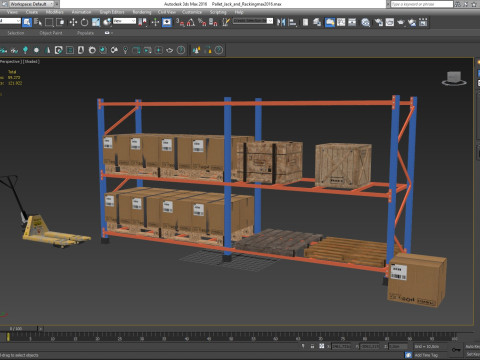 Pallet Jack and Racking Low-poly 3D Model