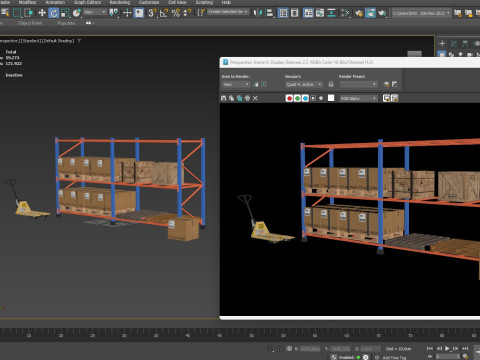 Pallet Jack and Racking Low-poly 3D Model