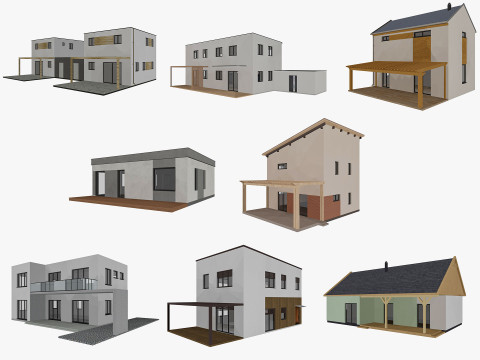 House collection 4 low poly townhouse 3D Model