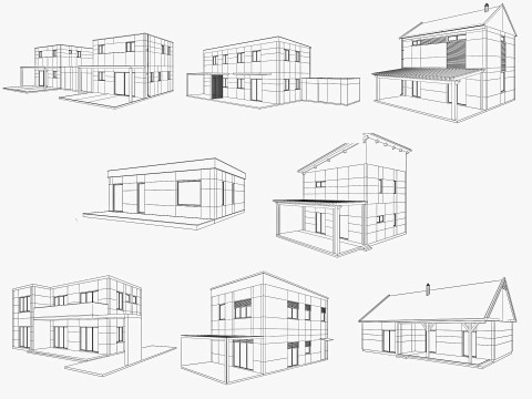 House collection 4 low poly townhouse 3D 모델