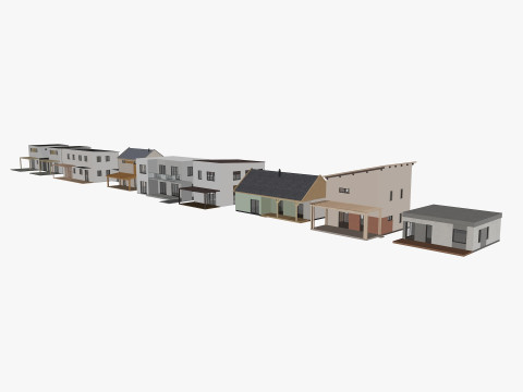 House collection 4 low poly townhouse 3D 모델