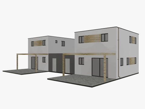 House collection 4 low poly townhouse 3D 모델