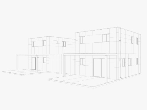 House collection 4 low poly townhouse 3D 모델