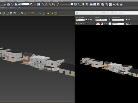 House collection 4 low poly townhouse 3D 모델