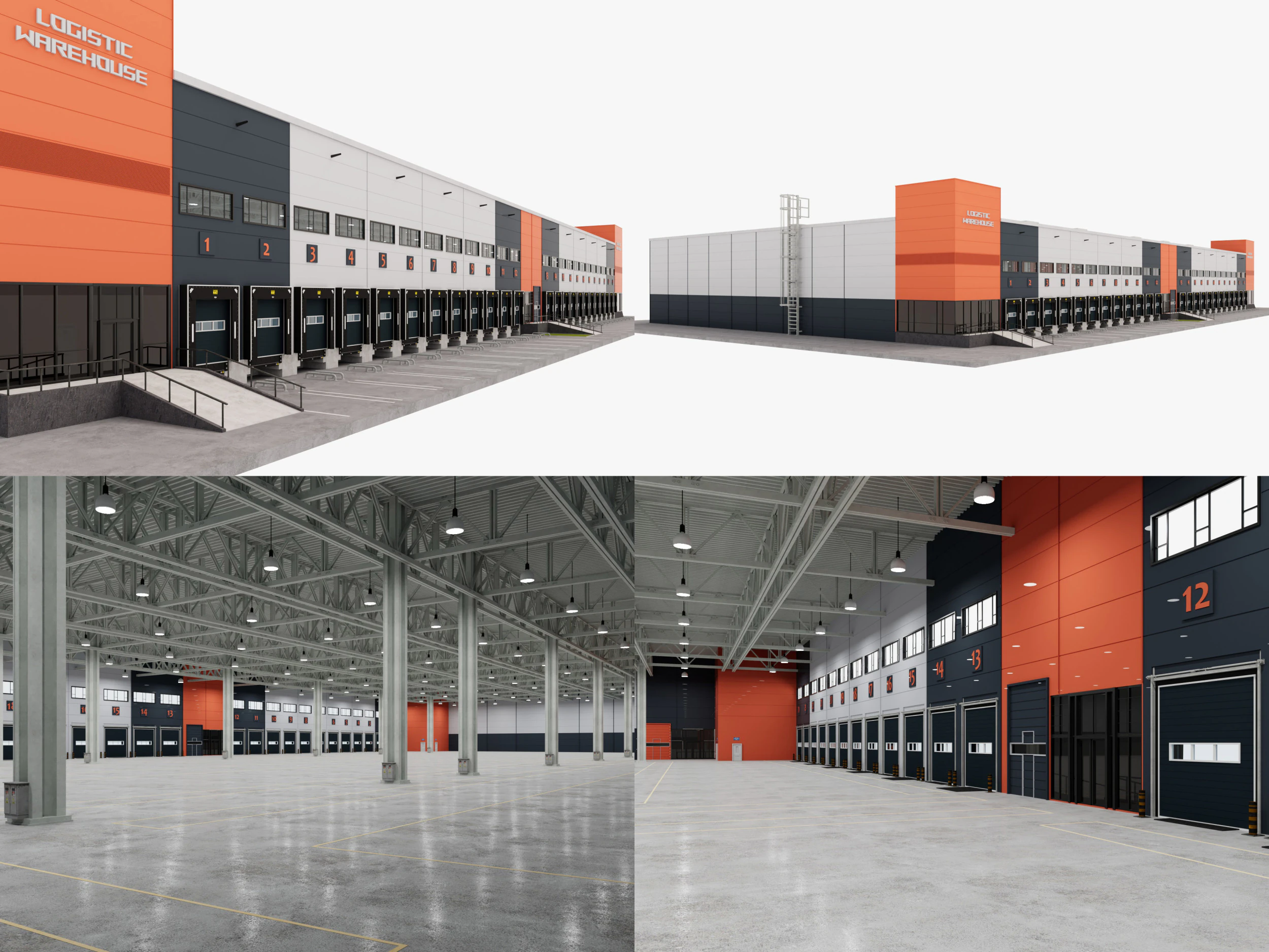 Warehouse Logistic 12 interior and exterior 3D Model .c4d .max .obj .3ds .fbx .stl .blend 